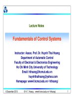 Lecture Fundamentals of control systems: Chapter 8 - TS. Huỳnh Thái Hoàng