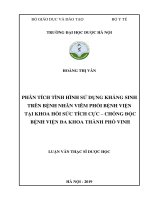 Phân tích tình hình sử dụng kháng sinh trên bệnh nhân viêm phổi bệnh viện tại khoa Hồi sức tích cực  chống độc Bệnh viện đa khoa Thành phố Vinh