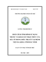 Phân tích tình hình sử dụng thuốc và khảo sát nhận thức của bác sĩ trong điều trị gút tại Bệnh viện đa khoa tỉnh Bắc Ninh