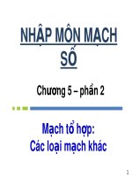 Bài giảng Nhập môn mạch số: Chương 5.2 - ĐH Công nghệ Thông tin TP. HCM