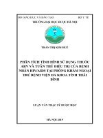 Phân tích tình hình sử dụng thốc ARV và tuân thủ điều trị của bệnh nhân HIVAIDS tại phòng khám ngoại trú Bệnh viện đa khoa tỉnh Thái Bình