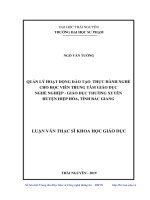 (Luận văn thạc sĩ) Quản lý hoạt động đào tạo thực hành nghề cho học viên Trung tâm Giáo dục nghề nghiệp  Giáo dục thường xuyên huyện Hiệp Hòa, tỉnh Bắc Giang