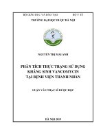 Phân tích thực trạng sử dụng kháng sinh vancomycin tại Bệnh viện Thanh Nhàn