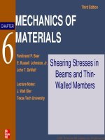 Lecture Mechanics of materials (Third edition) - Chapter 6: Shearing stresses in beams and thinwalled members
