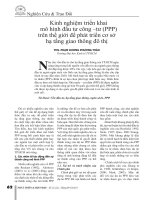 Kinh nghiệm triển khai mô hình đầu tư công –tư (PPP) trên thế giới để phát triển cơ sở hạ tầng giao thông đô thị