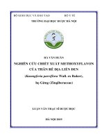 Nghiên cứu chiết xuất Methoxyflavon của thân rễ địa liền đen ( Kaenmpferia Wall.ex Baker), họ Gừng (Zingiberaceae)
