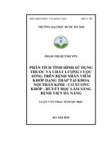 Phân tích tình hình sử dụng thuốc và chất lượng cuộc sống trên bệnh nhân viêm khớp dạng thấp tại Khoa nội thần kinh  cơ xương khớp  huyết học lâm sàng Bệnh viện Đà Nẵng