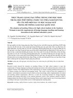 Thực trạng giảng dạy tiếng Trung cho học sinh trung học phổ thông ở khu vực phía Nam đáp ứng yêu cầu đổi mới dạy và học ngoại ngữ trong hệ thống giáo dục quốc dân