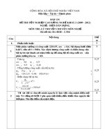 Đáp án đề thi tốt nghiệp cao đẳng nghề khóa 3 (2009-2012) - Nghề: Điện dân dụng - Môn thi: Lý thuyết chuyên môn nghề - Mã đề thi: DA ĐDD–LT04