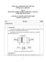 Đáp án đề thi tốt nghiệp cao đẳng nghề khoá 3 (2009-2012) - Nghề: Điện tử dân dụng - Môn thi: Lý thuyết chuyên môn nghề - Mã đề thi: ĐA ĐTDD-LT31