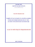 Nghiên cứu sự gắn kết của người lao động với doanh nghiệp kinh doanh lưu trú, ăn uống vùng duyên hải nam trung bộ 