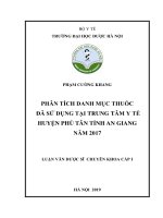 Phân tích danh mục thuốc đã sử dụng tại trung tâm y tế huyện phú tân tỉnh an giang năm 2017 