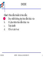 Bài giảng Vật liệu và linh kiện điện tử - Bài tập trắc nghiệm: Diode