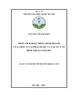 Phân tích hoạt động kinh doanh của công ty cổ phần dược và vật tư y tế bình thuận năm 2017 