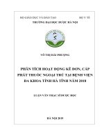 Phân tích hoạt động kê đơn, cấp phát thuốc ngoại trú tại Bệnh viện đa khoa tỉnh Hà Tĩnh năm 2018