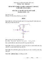Đề thi tốt nghiệp cao đẳng nghề khoá 3 (2009-2012) - Nghề: Điện tử dân dụng - Môn thi: Lý thuyết chuyên môn nghề - Mã đề thi: ĐTDD-LT21