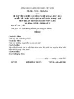 Đề thi tốt nghiệp cao đẳng nghề khoá 3 (2009-2012) - Nghề: Kỹ thuật máy lạnh và điều hòa không khí - Môn thi: Lý thuyết chuyên môn nghề - Mã đề thi: KTML–ĐHKK-LT15