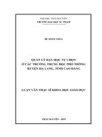 (Luận văn thạc sĩ) Quản lý dạy học tự chọn ở các trường trung học phổ thông huyện Hạ Lang, tỉnh Cao Bằng