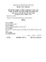 Đề thi tốt nghiệp cao đẳng nghề khoá 3 (2009-2012) - Nghề: Kỹ thuật máy lạnh và điều hòa không khí - Môn thi: Lý thuyết chuyên môn nghề - Mã đề thi: KTML-ĐHKK-LT01