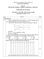 Đáp án đề thi tốt nghiệp cao đẳng nghề khoá 3 (2009-2012) - Nghề: Điện tử dân dụng - Môn thi: Lý thuyết chuyên môn nghề - Mã đề thi: ĐA ĐTDD-LT16