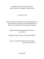 Vận dụng phương pháp bàn tay nặn bột trong dạy học hóa học nhằm phát triển năng lực giải quyết vấn đề và sáng tạo cho học sinh ở trường trung học cơ sở tt tiếng anh 