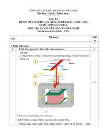 Đáp án đề thi tốt nghiệp cao đẳng nghề khóa 3 (2009-2012) - Nghề: Điện dân dụng - Môn thi: Lý thuyết chuyên môn nghề - Mã đề thi: DA ĐDD–LT31