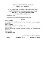 Đề thi tốt nghiệp cao đẳng nghề khoá 3 (2009-2012) - Nghề: Kỹ thuật máy lạnh và điều hòa không khí - Môn thi: Lý thuyết chuyên môn nghề - Mã đề thi: KTML–ĐHKK-LT31