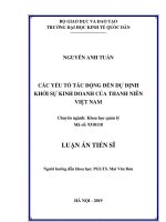 Các yếu tố tác động đến dự định khởi sự kinh doanh của thanh niên việt nam 