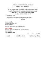 Đề thi tốt nghiệp cao đẳng nghề khoá 3 (2009-2012) - Nghề: Kỹ thuật máy lạnh và điều hòa không khí - Môn thi: Lý thuyết chuyên môn nghề - Mã đề thi: KTML-ĐHKK-LT03