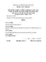 Đề thi tốt nghiệp cao đẳng nghề khoá 3 (2009-2012) - Nghề: Kỹ thuật máy lạnh và điều hòa không khí - Môn thi: Lý thuyết chuyên môn nghề - Mã đề thi: KTML-ĐHKK-LT05