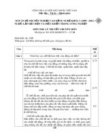 Đáp án đề thi tốt nghiệp cao đẳng nghề khóa 3 (2009-2012) - Nghề: Lắp đặt điện và điều khiển trong công nghiệp - Môn thi: Lý thuyết chuyên môn - Mã đáp án: ĐA KTLĐ&ĐKTCN-LT24