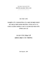 Nghiên cứu ảnh hưởng của một số biện pháp kỹ thuật đến sinh trưởng, năng suất và chất lượng giống cam v2 tại huyện bảo yên tỉnh lào cai 