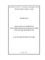 Dịch vụ công tác xã hội đối với người nghèo trên địa bàn thị trấn quang minh, huyện mê linh, thành phố hà nội