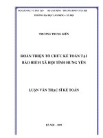 Hoàn thiện tổ chức kế toán tại bảo hiểm xã hội tỉnh hưng yên 