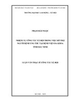 Nhiệm vụ công tác xã hội trong việc hỗ trợ người bệnh ung thư tại bệnh viện đa khoa tỉnh bắc ninh 