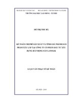 Kế toán chi phí sản xuất và tính giá thành sản phẩm xây lắp tại công ty cổ phần đầu tư xây dựng bất động sản lanmak 