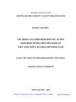 Tác động của hiệp định đối tác xuyên thái bình dương đến nền kinh tế việt nam tiếp cận theo mô hình GTAP 
