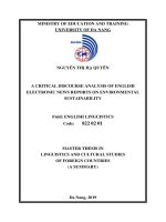 A critical discourse analysis of english electronic news reports on environmental sustainbility (tt) 
