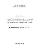 Nghiên cứu cơ sở thực tiễn đề xuất một số giải pháp phát triển rừng phòng hộ tại huyện mường khương, tỉnh lào cai 