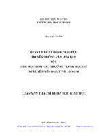 Quản lý hoạt động giáo dục truyền thống văn hóa dân tộc cho học sinh các trường trung học cơ sở huyện văn bàn, tỉnh lào cai 