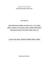 Giải pháp huy động nguồn lực của cộng đồng trong xây dựng nông thôn mới trên địa bàn huyện văn bàn tỉnh lào cai 