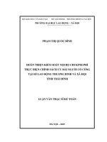 Hoàn thiện kiểm soát nội bộ chi kinh phí thực hiện chính sách ưu đãi người có công tại sở lao động   thương binh và xã hội tỉnh thái bình 
