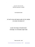 Từ ngữ xưng hô trong một số tác phẩm của nhà văn phan tứ 