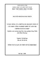 Cuộc sống của những bà mẹ đơn thân ở các khu công nghiệp nhìn từ góc độ chính sách xã hội (Nghiên cứu trường hợp khu công nghiệp Sóng Thần tỉnh Bình Dương) tt