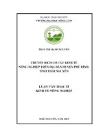 Chuyển dịch cơ cấu kinh tế nông nghiệp trên địa bàn huyện phú bình, tỉnh thái nguyên 