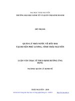 Quản lý nhà nước về đất đai tại huyện phú lương, tỉnh thái nguyên 
