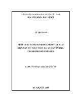 (Luận văn thạc sĩ) Pháp luật về hộ kinh doanh của Việt Nam từ thực tiễn tại quận Tân Phú, Thành Phố Hồ Chí Minh