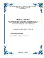 Luận văn thạc sĩ Một số biện pháp nâng cao hiệu quả kinh doanh tại công ty TNHH MTV Thông tin điện tử Hàng Hải Việt Nam