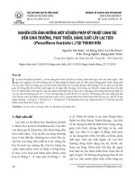 Nghiên cứu ảnh hưởng một số biện pháp kỹ thuật canh tác đến sinh trưởng, phát triển, năng suất cây Lạc tiên (Passiflora foetida L.) tại Thanh Hóa