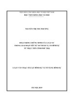 (Luận văn thạc sĩ) Hoạt động chứng minh của luật sư trong giai đoạn xét xử sơ thẩm vụ án hình sự từ thực tiễn tỉnh Phú Thọ